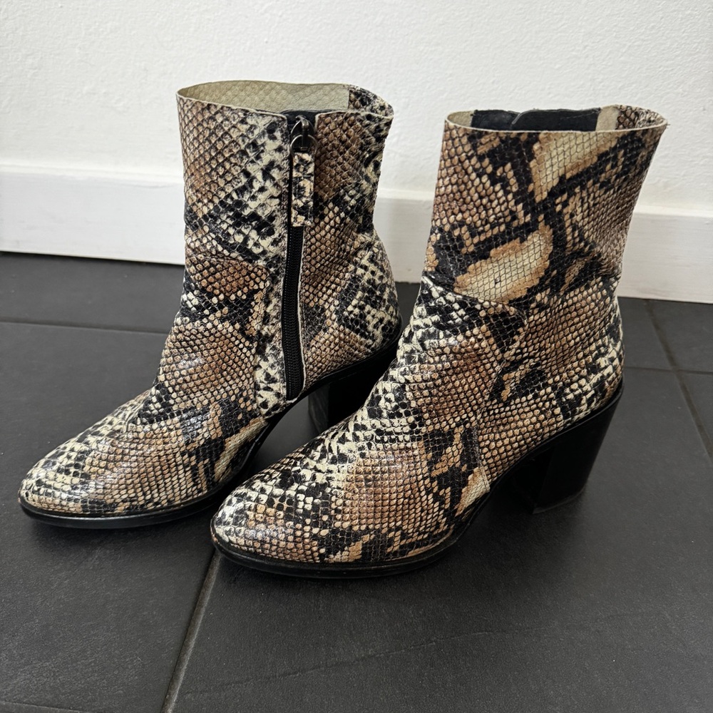 Topshop Snake Print Ankle Boots